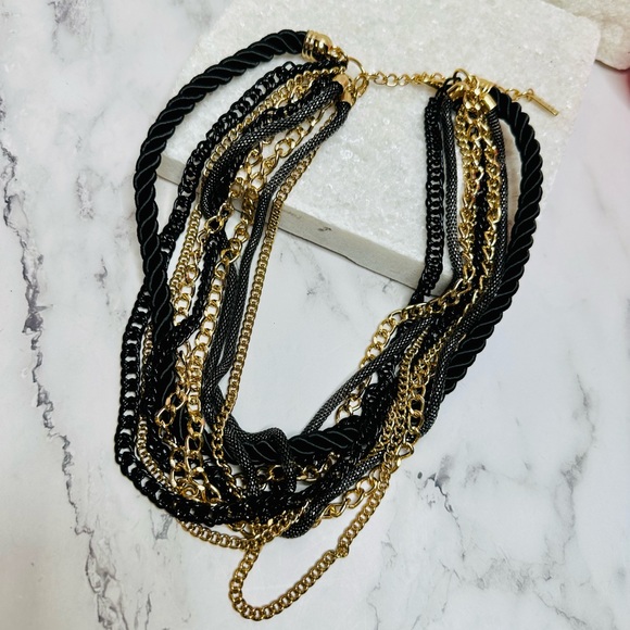 NEW! MIKA Signed Black & Gold Multi Strand Rope & Chain Necklace - Picture 8 of 17